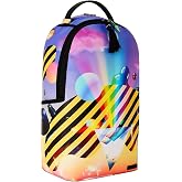 Fractal Visions AI Backpack | Sprayground, 18" x 6" x 11.5", Water-Resistant Faux Leather, Laptop Compartment, Gold Zippers