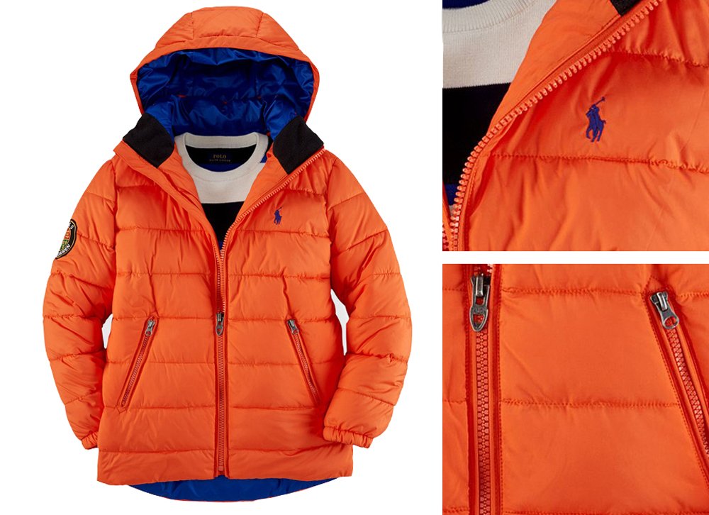 Ralph Lauren Polo Boys Hooded Racer Puffer Jacket 6 Baby