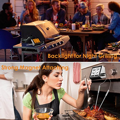 Wireless Remote Meat Thermometer, Comfyer Bluetooth Digital Food Cooking Instant Read Thermometer with Dual Probe, Alarm Monitor, LCD Backlight for Candy BBQ Grill Kitchen Smoker Oven Fry Food Milk - Thumbnail 4