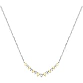 GILDED Itsy Bitsy Sterling Silver Diamond Heart Station Necklace, Lab-Grown Diamonds, SI1 F-Color, 14KT Gold Plated over Silver, 18” Chain with Spring-Ring Lock