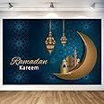 Ramadan Mubarak Backdrop Ramadan Kareem Banner Eid Mubarak Photography Background for Home Decorations Ramadan Party Supplies 70.8 x 47.2 Inch (Dark Blue)