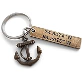 Custom Bronze Anchor Keychain with Engraved Tag for Couples or Best Friends, Anniversary Gift Keychain