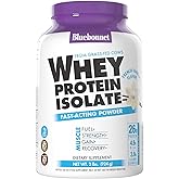 BlueBonnet Nutrition Whey Protein Isolate Powder From Grass Fed Cows, 26g of Protein, No Sugar Added, Gluten & Soy free, kosher Dairy, 2 Lbs, 28 Servings, French Vanilla Flavor