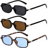 Tskestvy Retro Rectangle Sunglasses for Women Trendy Vintage 90S Cool Small Square Frame Rectangular Shades