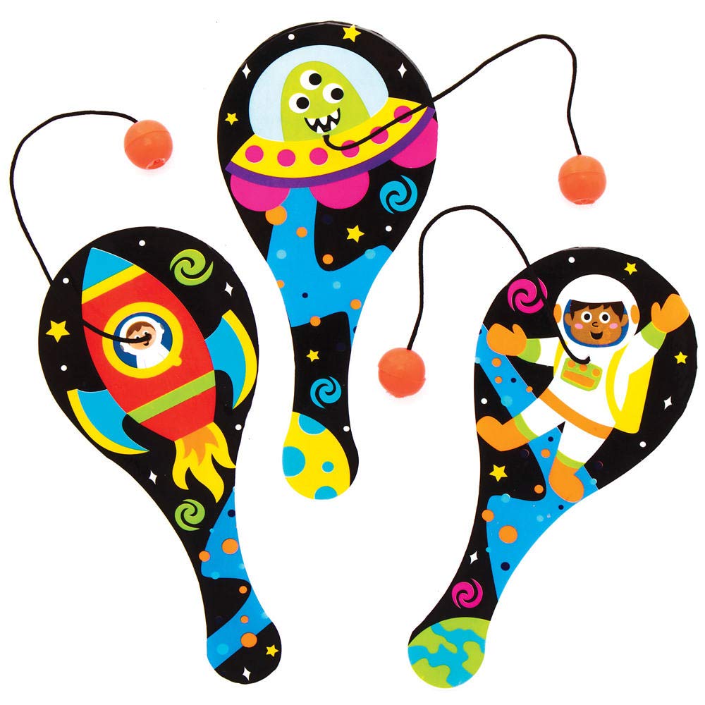 Baker Ross AX210 Solar System Paddle Bats - Pack of 8, Biff Bat Novelty Toys for Kids, Perfect Party, Loot or Prize Bag Filler