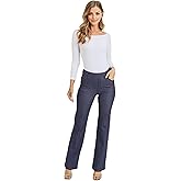ICONOFLASH Women's Bootcut Jeggings Slimming Cotton Pull On Jean Like Leggings Plus Size (Large, Straight Leg Navy Blue)