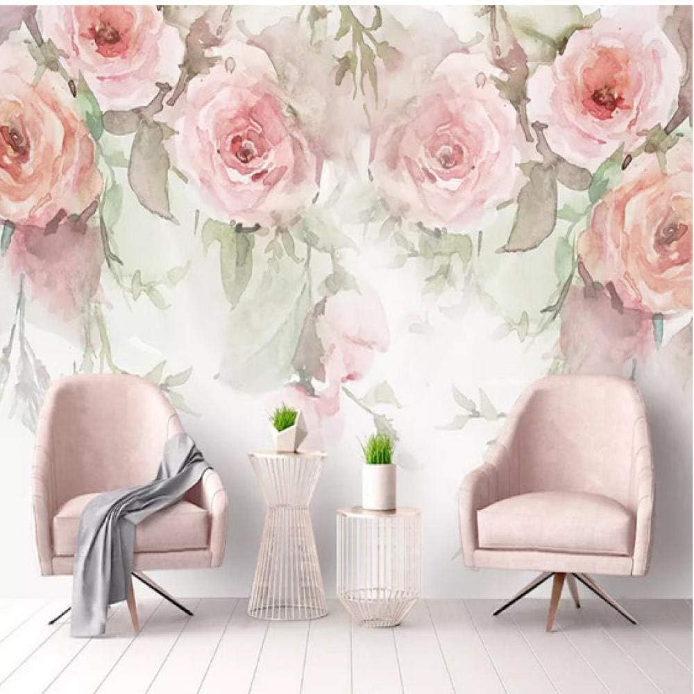 Papel de pared fotográfico personalizado Flores de color rosa Pintado a
