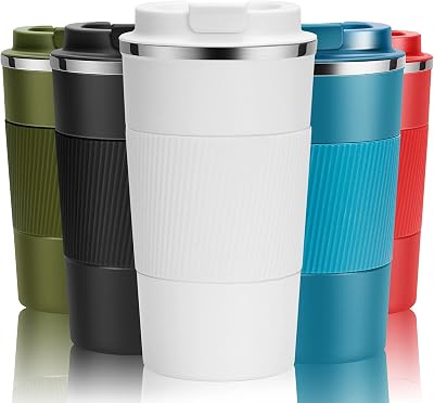 YINJOYI Travel Mug 380ml Stainless Steel Vacuum Insulated Cup White