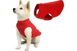 Gooby Stretch Fleece Vest Dog Sweater - Red, Medium - Warm Pullover Super Stretchy Fleece Dog Jacket for Small to Large Dogs
