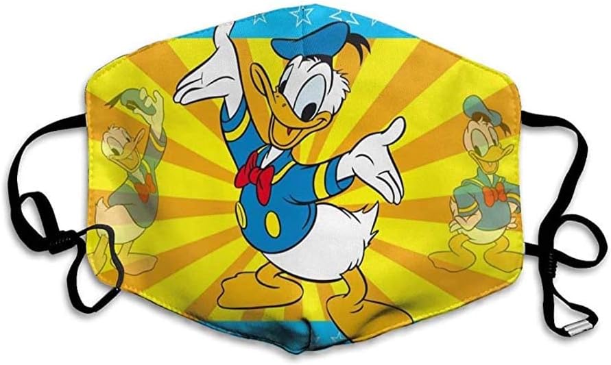 Malvina Face Mask 3 Ply Layer 3D Printed Reusable Washable Mask - Protects from Dust, Pollen and Pollution - Designer Trendy Unisex happy Donald Duck Pattern