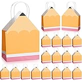 Feifeiya Small Gift Bags Pencil Shaped Teacher Bags Bulk with Handle Mini Candy Boxes Teacher Appreciation Gift Bag for Classroom Decorations (15x8x21cm, 12 Pcs)