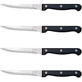 Chicago Cutlery Essentials 4-Piece Serrated Steak Knives, 4.5" Stainless Steel Blades for Effortless Cutting, For Home Kitchen and Professional Use