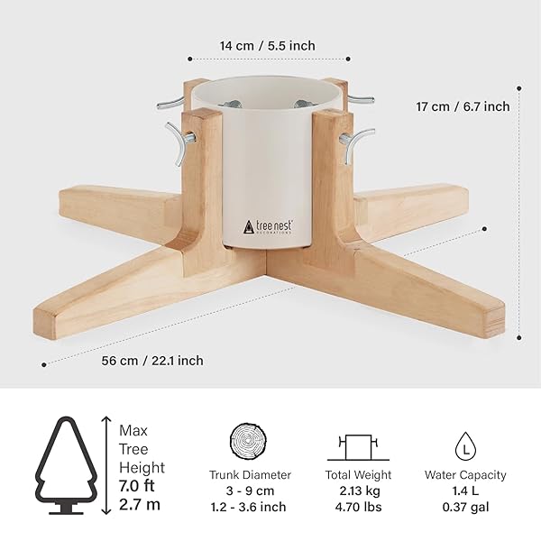 TREE NEST CHRISTMAS TREE STAND BASE FOR 7FT REAL TREE SLIVER CHRISTMAS TREE HOLDER STABLE FOR XMAS TREE DECORATION RUSTIC (WHITE,MEDIUM)