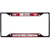 Fanmats Ohio State Buckeyes - 2024-25 National Champions - Black Long-Lasting NCAA License Plate Frame - Show Your OSU Spirit with Officially Licensed Big 10 Car, RV, ATV and Truck Accessories