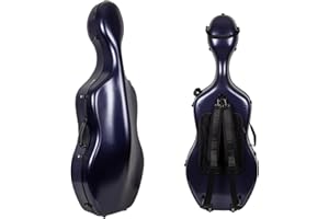 Crossrock Poly Carbon Cello Case for 4/4 Full-Size | Matte Blue Finish, Wheels, Lightweight & Durable – Best for School Orchestra & Student Musicians
