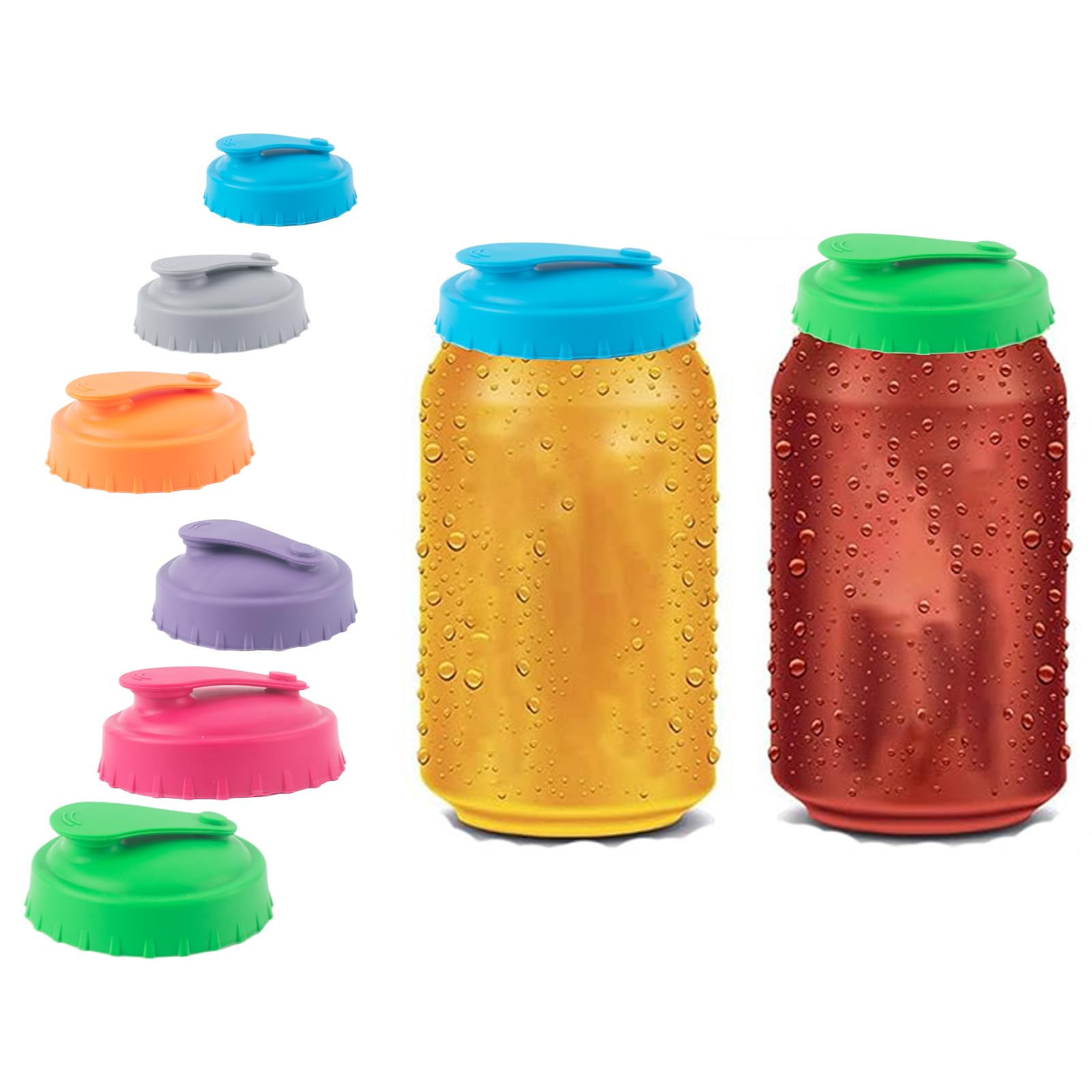 AYNKH 6 Pcs Silicone Soda Can Lids Reusable Can Covers for Drinks Cans, Spill-Proof Can Lids for Fizzy Drinks for Standard Size Cans Fizzy Drinks Soda Beer Energy Drink Juice Coke