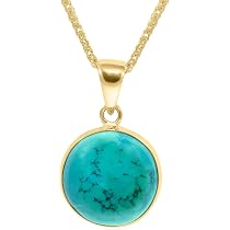 14K Gold Turquoise Necklace - 14K Solid 