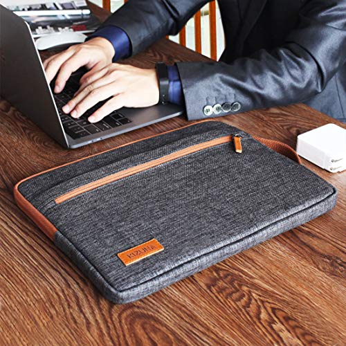 KIZUNA Laptop Sleeve 13.3 Inch Water-Resistant Computer Case Hand Bag for 13" MacBook Air/13.5" Surface Book 2/14" Lenovo ThinkPad X1 Carbon/Flex 14|6/HP EliteBook 840 G5/Huawei MateBook D/ASUS,Brown - Thumbnail 6
