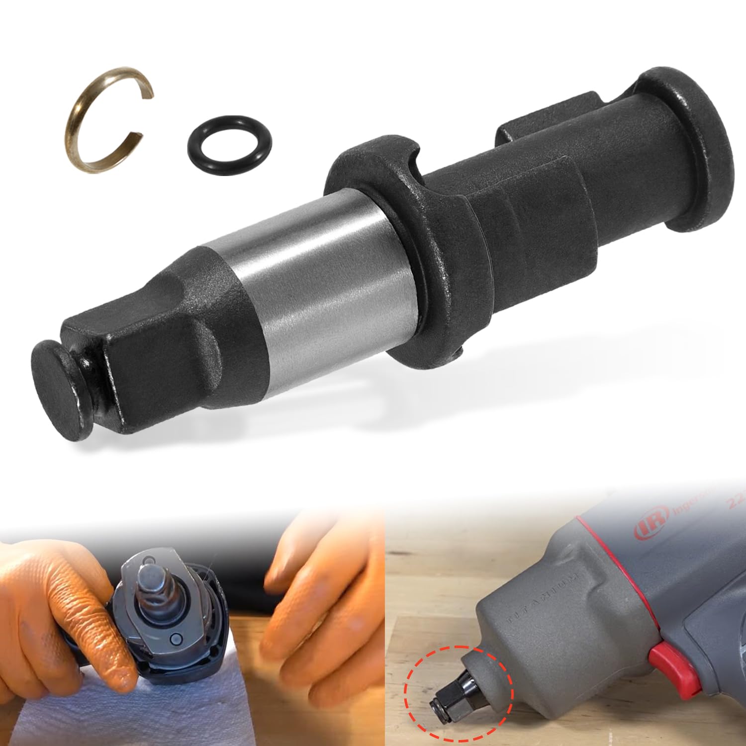 Photo 1 of 1/2” Air Impact Anvil with O-ring and Retainer Clip for Ingersoll Rand IR2235TiMax & IR2235QTiMax