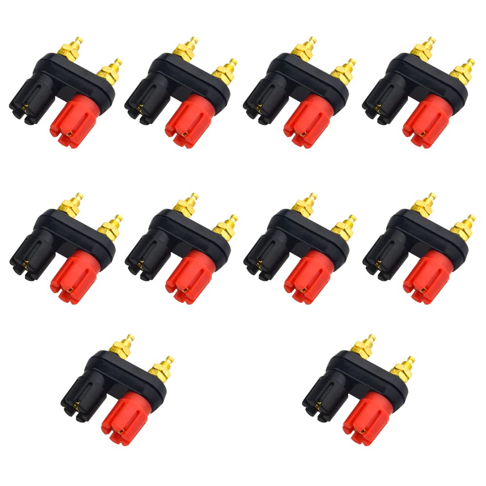 WMYCONGCONG 10 Pcs Dual 4mm Banana Plug Jack Socket Binding Post for Speaker Amplifier Terminal, Gold-plated