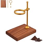 LAMLENT Pour Over Coffee Stand, Pour Over Coffee Maker with Stand, Height Adjustable Coffee Filter Stand with Sapele Wooden B