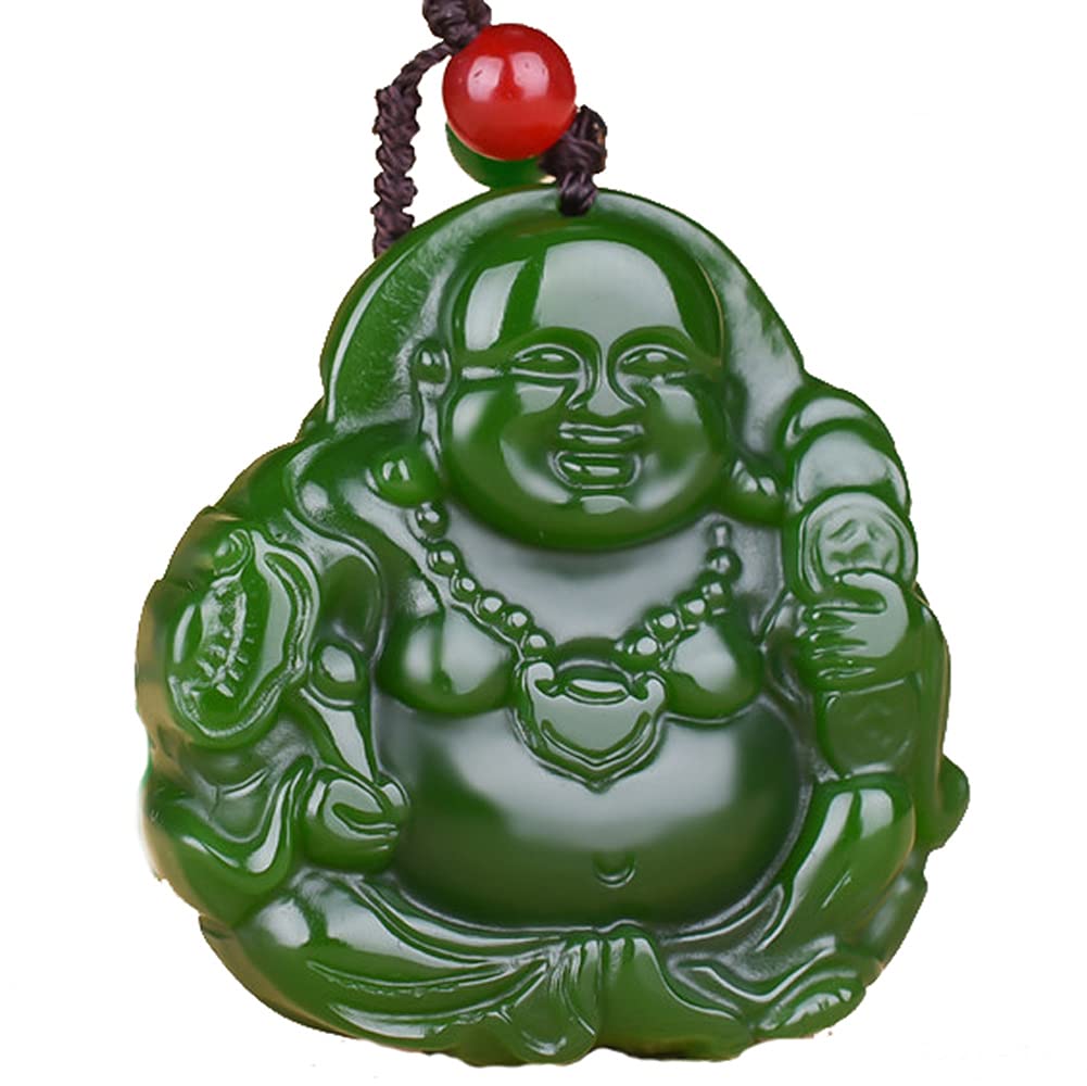 PAYNAN 弥勒菩薩 仏陀 天然グリーン翡翠ペンダントネックレス 手彫り ジュエリー ファッションお守り商品画像
