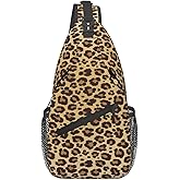 QISENTIS Leopard Print Sling Bag for Women Crossbody Bag Leopard Spotted Fur Texture Orange Black Animal Skin Sling Backpack for Men Cute Cheetah Print Shoulder Bag Gym Sports Travel Hiking Daypack