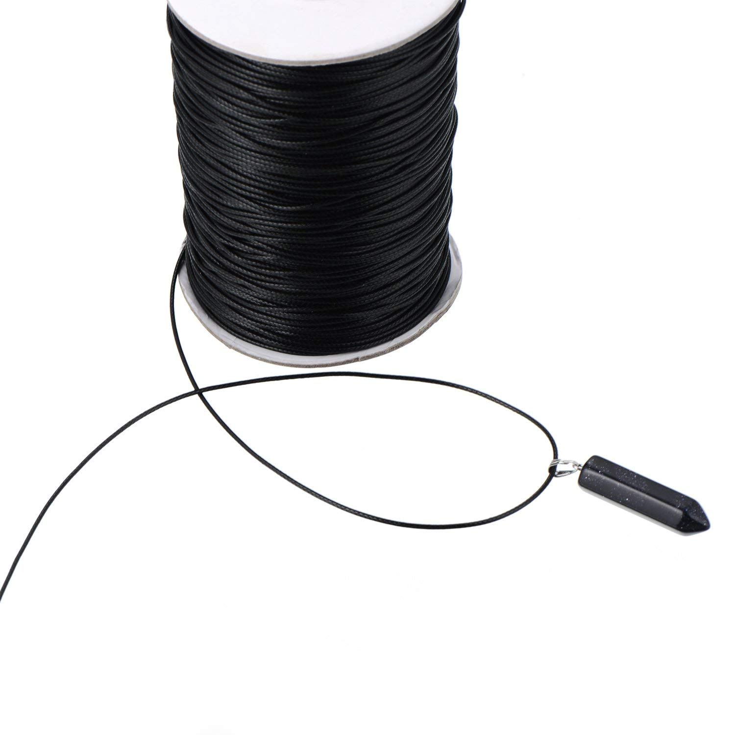 Xutong Waxed Polyester Cord for Braided Necklaces, Black (100m, 1.5mm)