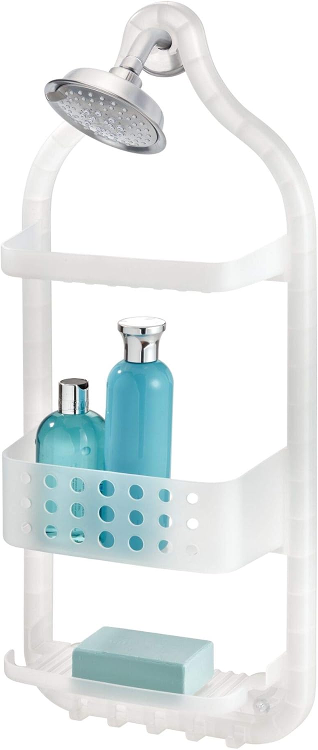 iDesign Circlz Plastic Hanging Shower Caddy, Extra Space for Shampoo