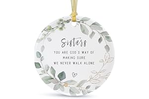 SIABERTERL Always Soul Sister Christmas Ornaments for Sisters 2025, Sister Ornaments for Christmas Tree,Big Sisters Forever Xmas Ornament Round Ceramic Ornament Keepsake with Gift Box,Greeting Cards