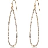 Simulated Diamond Teardrop Dangle Earrings for Women - Cubic Zirconia Crystal Long Dangling Earrings