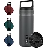 BJPKPK Insulated Water Bottle with 2 Lids,20 oz Double Wall Stainless Steel Vacuum Tumbler Travel Coffee Mug,Wide Mouth Thermal Cup,Grey