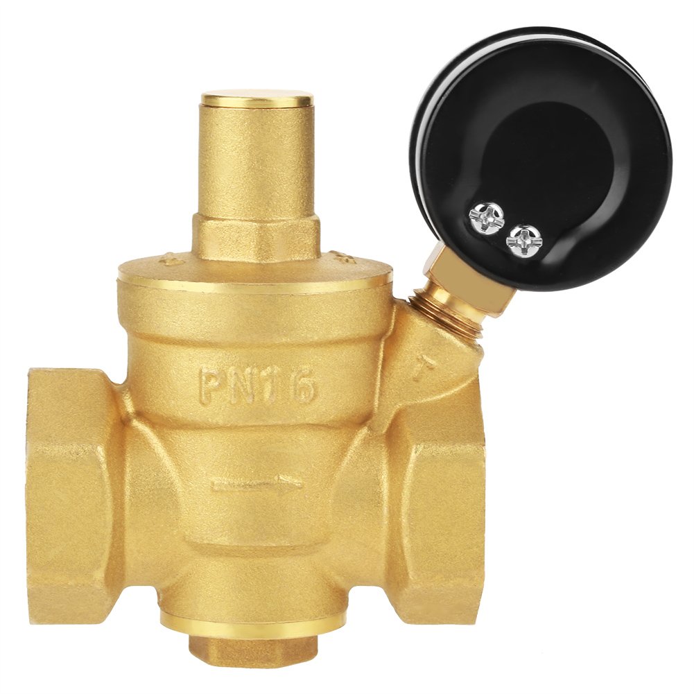 Hilitand DN25 Brass Relief Valve Adjustable Water Pressure Reducing Regulator Reducer+Gauge Meter