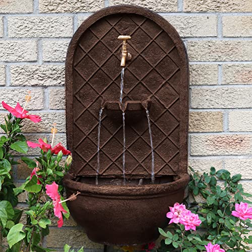 Sunnydaze Messina Outdoor Wall Water Fountain Waterfall Wall Mounted