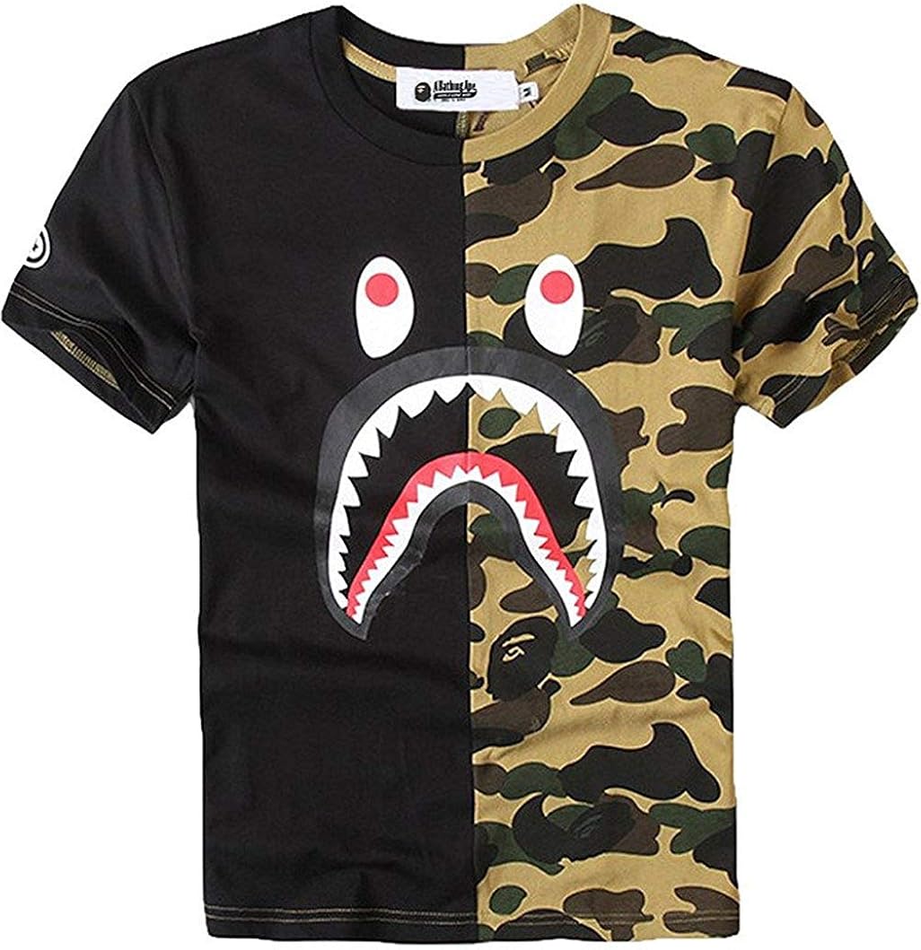 Juniors Casual Fashion Crewneck T Shirt Shark Camo Tees Tops for Teens