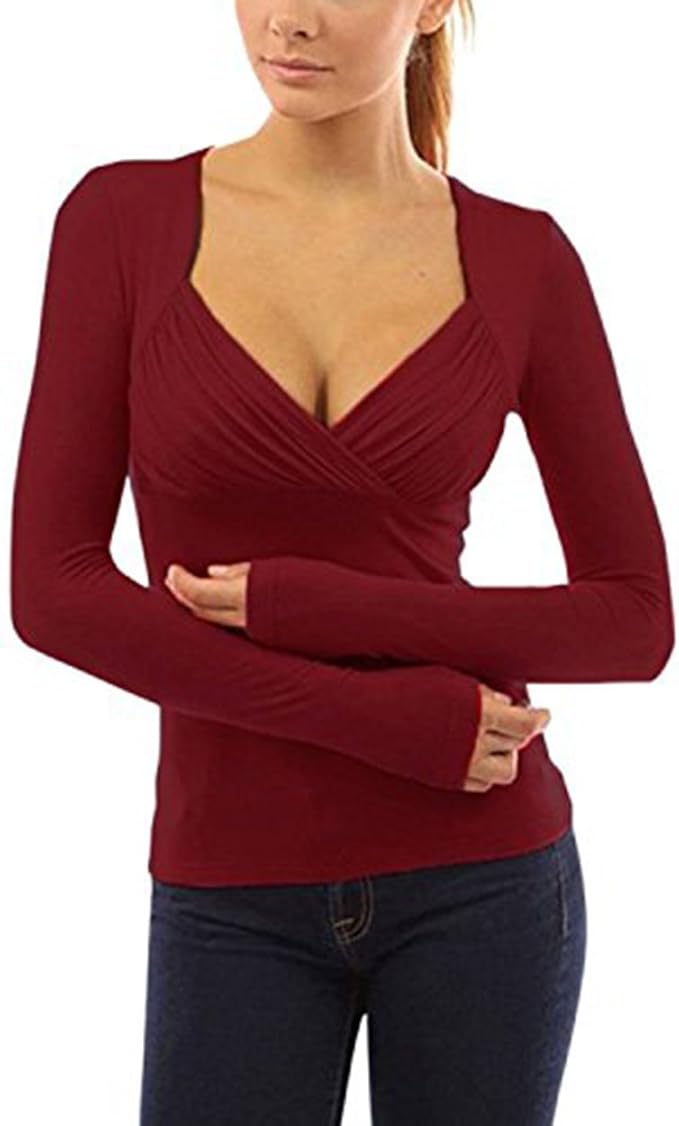 Summer Women Halter Neck Low Cut Long Sleeve Shirt Backless Tight Tops Blouse | eBay