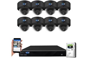CAMSTAR GW Security 16 Channel 12MP NVR UltraHD 4K Face Recognition/Human/Cars Detection PoE Security Camera System with 8 x 8MP Waterproof Microphone 130° Wide Angle Outdoor Indoor Dome Cameras (Black)