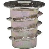 E-Z LOK Threaded Insert for Soft Wood, Zinc Hex-Flanged Thread Inserts 1/4-20 Internal Threads, 13mm Length Pack of 100