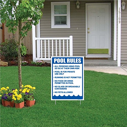 Pool Rules 12" x 18" Corrugated Plastic Sign
