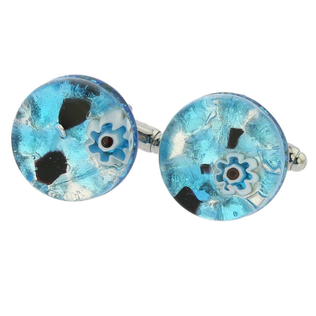 Glass Of Venice Murano Glass Venetian Classic Round Cufflinks - Aqua Purple
