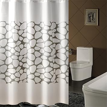Peva Plastique Douche Rideau Gris Blanc Ovale Pierre Modèle