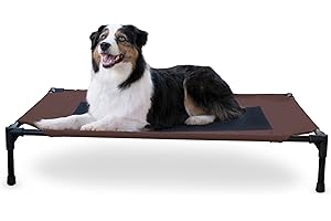 K&H Pet Products Outdoor Elevated Dog Cot, Breathable Cooling Elevated Cot Hammock Pet Bed for Large Dogs, Washable Mesh Cover, Raised Metal Frame, Collapsible, Portable - Large 42 X 30in Chocolate