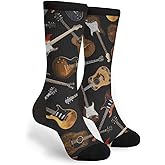 Guitars Black Casual Cool 3D Printed Crazy Funny Colorful Fancy Novelty Graphic Crew Tube Socks