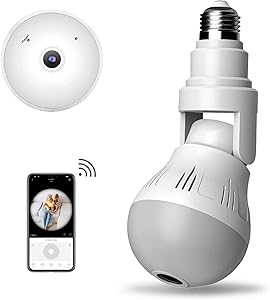 Light Bulb Camera Wireless 360 Degree Panoramic IP Camera-2MP LED Light Camera Lamp-Remote Floodlight Infrared Night Vision Motion Detection for Baby/Elder/Pet/Nanny Monitor Wireless Camera 2.4GHz