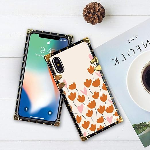 Luxury Square Phone Case Cover Shell Flower Square Corner Phone Case