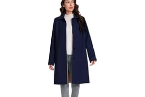 Mars Guard Women's Mid-Length Elegant Peacoat-Single Breasted Winter dress Coat with Pockets,Warm Trench for Work Casual