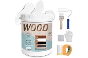 SIX FOXES Matte Chalk Paint Furniture Paint Kit (With Tools) - [35 Oz, White] 50-55sq.ft/Twice. Water-Based, Non-Toxic & Odorless of Wood Paint, for Cabinets, Doors, Tables, Easy to Apply