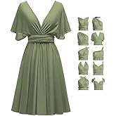 Short Infinity Dresses with Bandeau,Midi Bridesmaid Convertible Dress,Elastic Wedding Multiway Twist Wrap Dress