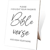 Please Highlight Your Favorite Bible Verse Sign, Bible Wedding Guestbook Sign, 8X11 Elegant Minimalist Style Wooden Sign, Bridal Shower Decorations, for Wedding Reception and Event Party,Y14