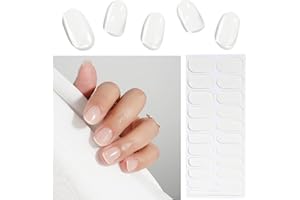 CANVALITE 20pcs Semi-Cured Gel Nail Strips, UV Gel Nail Wraps - Transparent, Home Use - Salon-Quality Set with 2 Prep Pads, Nail File, Scissor, Wooden Stick